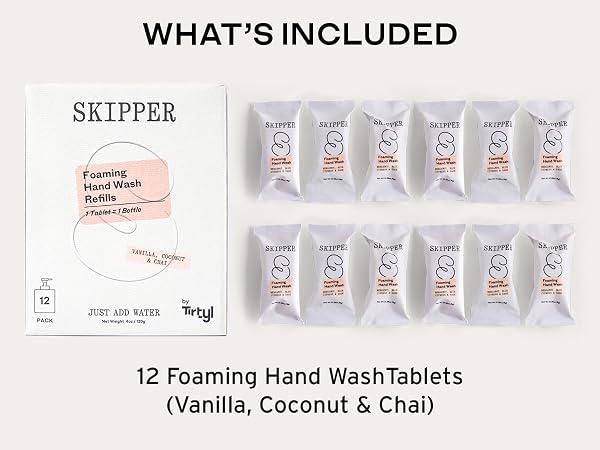 12 Foaming Hand Wash Tablets (Vanilla, Coconut & Chai)