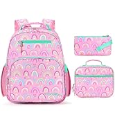 mibasies Girls Backpack with Lunch Box: 3PCS Kids Backpack Set for Kindergarten Elementary - 15 I...