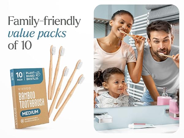 Bamboo Toothbrushes Medium Bristles