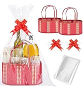 MADHOLLY Bamboo Woven Baskets for Gifts Empty - Foldable Sturdy Gift Basket Kit for Wrapping with...