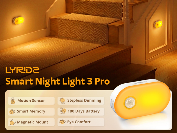 dimmable Amber night light with motion sensor