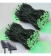 Solar Christmas Lights Outdoor 2 Pack 200 LED 66FT Halloween Lights Green | 8 Lighting Modes, Mem...
