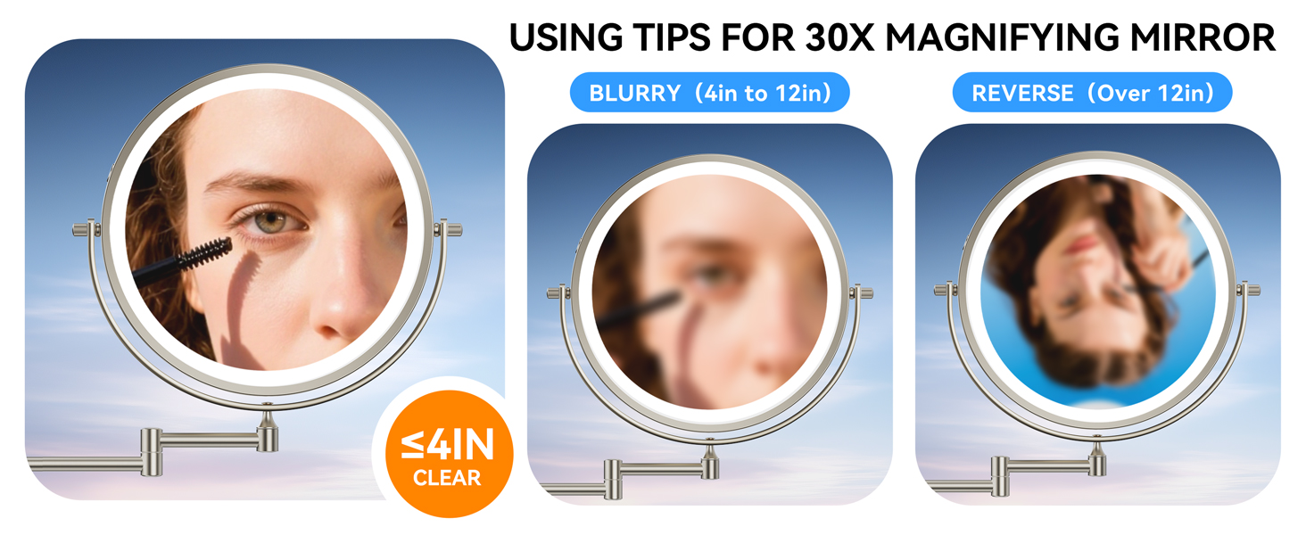 30X magnifcation within 4in for precise facial grooming