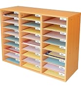 Really Good Stuff Classroom Oak Mail Center - 27 Slots - 32" W x 12" D x 23½" H | Office Mailboxe...
