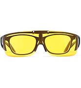Vepiant Night Vision Driving Glasses Anti Glare Fit Over Prescription Glasses Flip Up Polarized S...