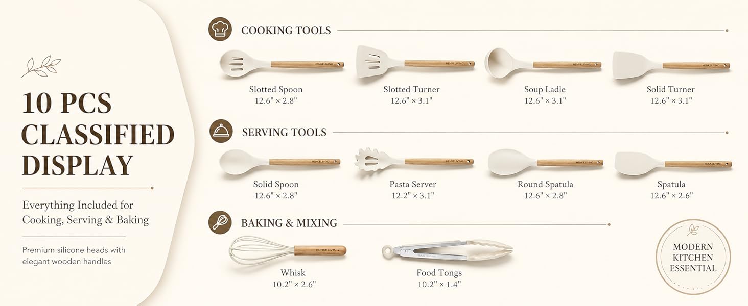 Silicone Kitchen Cooking Utensils Set