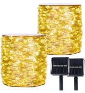 ZELUXDOT Solar String Lights for Outside,2 Pack 66FT 200 LEDs Solar Fairy Lights,Waterproof 8 Mod...