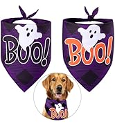 2 Pack Halloween Dog Bandanas- Halloween Boo Pet Bandanas, Purple Cute Ghost Cat Dog Scarves Scar...