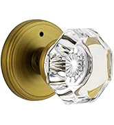CLCTK Antique Brass Door Knobs Glass Door Knobs Interior with Lock, Vintage Crystal Privacy Octag...