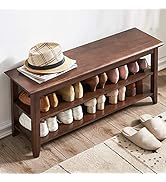 XKZG Storage Bench Wooden Shoe Bench Rustic Solid Wood Entryway Bench (Brown,39.4")