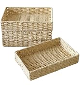 QINGTUHOME Storage Basket, Small Woven Paper Rope Basket for Drawer, Shelf & Closet Organization,...