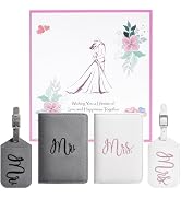 Mr and Mrs Luggage Tags & Passport Holders Set, Bridal Shower Gifts for Bride - Honeymoon Travel ...