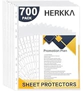 Sheet Protectors, HERKKA 700 Pack Heavy Duty Clear Plastic Page Protectors Sheet Reinforced 11-Ho...
