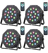 Jindaaudio LED Par lights, Stage Light with Remote Control, Dj Lights Corded RGB 18 LED with Soun...