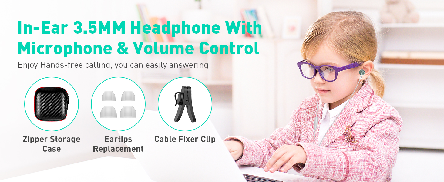 wired earbuds noise cancelling headphones for computer PC