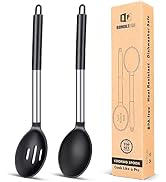 Pack of 2 Large Silicone Cooking Spoons,Non Stick Solid Basting Spoon,Heat-Resistant Kitchen Uten...