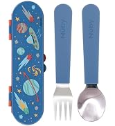 Nuby Stainless Steel Toddler Utensils with Travel Case - Self-Feeding Fork & Spoon Set for Kids -...
