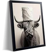 ARKZSHO Black and White Bathroom Wall Art, Funny Highland Cow Canvas Poster Print Picture, Modern...
