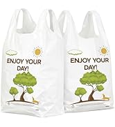 YoYoRain White Thank you T shirt bag, Grocery shopping bag Reusable and Disposable Supermarket Ba...