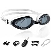 AzureWings 6 in 1 Swim Goggles for Men & Women,Upgraded Anti-Fog UV Swimming Goggles,No Leak Comf...