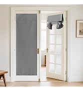 RYB HOME 100% Blackout Linen Door Window Curtains for French Door, Tricia Room Darkening Adhesive...