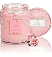 Cirhy Rose Scented Candle, Natural Soy Wax, Pink Candle for Women, 7.4 oz | Pink Jar Candle, Up t...