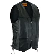 GARGOYLE BELLS Mens Black Leather Vest Cowhide Leather Vest with Liner Motorcycle Biker Vest For Men