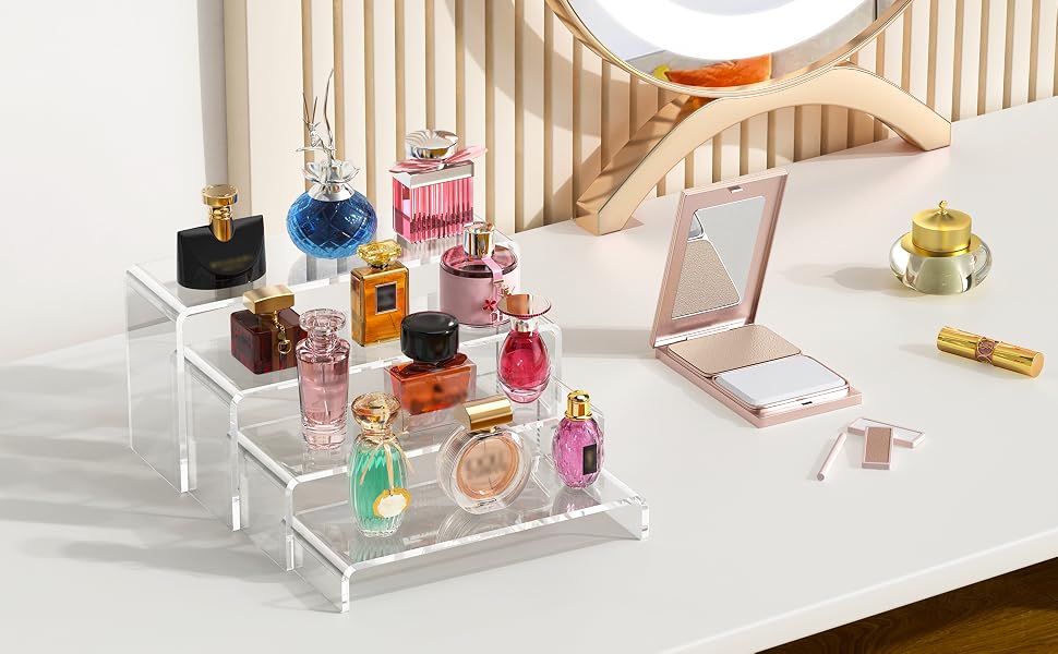 acrylic display risers perfume organizer stand clear cupcake shelf dessert shelves rectangular