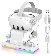 GEEKERA Charging Dock for Meta Quest 3/Oculus Quest 3, VR Headset & Controllers Charging Stand wi...