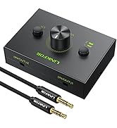 LiNKFOR 2 Ports 3.5mm Stereo Audio Selector Box with 3.5mm Audio Cable Support 1 in 2 Out / 2 in ...