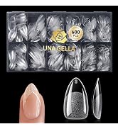 UNA GELLA Short Almond Gel Nail Tips, 600 Pcs Pre-Filed Short Nail Tips Almond Shape Half Matte P...