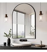 Delma Arched Bathroom Mirror, 24"x36" Wall Mounted Vanity Mirror for Bedroom, Living Room and Ent...