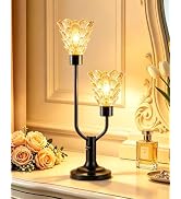 TECHYAP Mid Century Modern Vintage Table Lamp Black Lamp Gift Dimmable | 2 Bulbs Included Amber G...