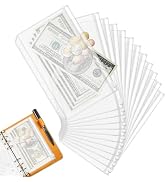 12PCS A6 Binder Pockets, 6 Holes Cash Envelopes for Budgeting, Zipper Cash Stuffing Envelopes A6 ...