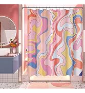 AmazerBath Shower Curtain Sets, Abstract Pink Cloth Shower Curtain with 12 Shower Curtain Hooks, ...