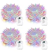 Lomotech Battery Operated Christmas Lights - 4 Pack Total 66ft 200LEDs String Lights 8 Modes Wate...