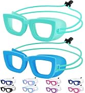 Vvinca Kids Swim Goggles, 2 Pack Toddlers Swimming Goggles Bungee Strap No Hair Pulling Anti-Fog/...