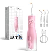 usmile C30 Cordless Water Flosser, 300ml Tank, 5 Modes, IPX7, Pink | S-Shaped Nozzle, USB-C Recha...