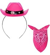 Haakong Cowboy Hat Headband Cowgirl Mini Hat Headbands with Bandana for Women Halloween Birthday ...