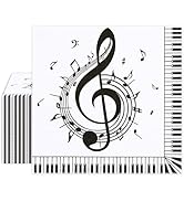 50pcs Musical Note Napkins-Disposable Black&White Piano Keyboard Music Luncheon Cocktail Dinner P...
