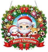 Eiflow Hanging Christmas Diamond Art Wreath Kit for Adults DIY Acrylic Diamonds Craft Painting Or...