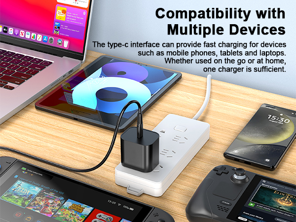Switch 2 Charger 60W PD 3.0 Fast Charging for Nintendo Switch 2, Steam Deck, Asus Rog Ally