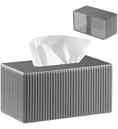PUSU Plus Rectangular PU Leather Tissue Box Cover with Buckle Bottom - Modern Facial Tissue Dispe...