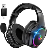 Tatybo Wireless Gaming Headset for Ps5 Ps4 PC, 2.4GHz USB & Type-C Gaming Headphones, 40Hrs & 7.1...