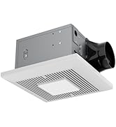 East Grove Home TurboFlow Square Bathroom Exhaust Fan with White Grille and LED Light Kit 730 Lum...