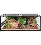 REPTI ZOO 48''x24''x18'' Glass Reptile Terrarium, Front Opening Snake Tank with Double Hinge Door...