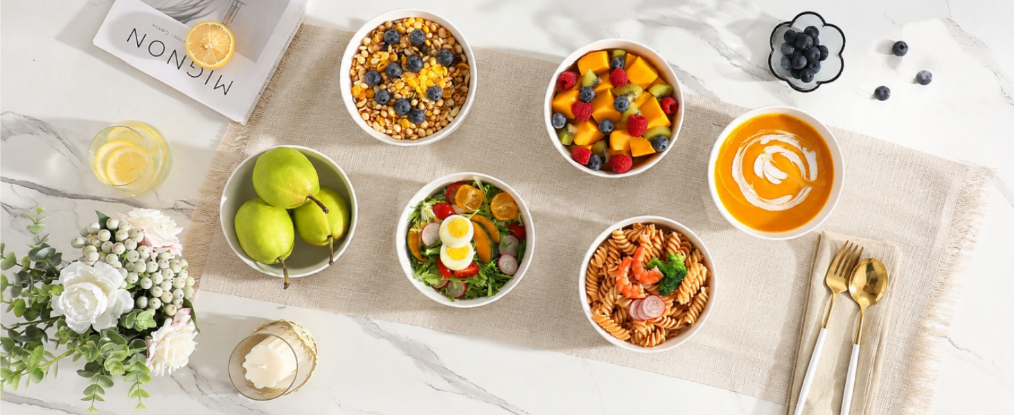 MALACASA 26 OZ Porcelain Soup Bowls Set