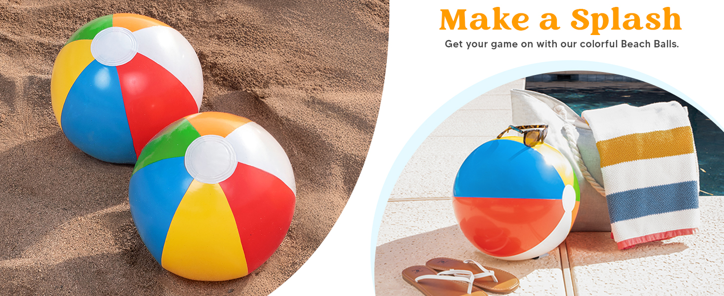 JOYIN 2-Pack 20" Beach Balls - Pool Toys Large Inflatable Beach Ball Swimming Pool Water Games