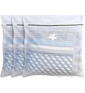 FOYERNUAGE 3pcs PREMIUM Honeycomb Mesh Laundry Bags for Delicates with Zipper,Travel Storage Orga...