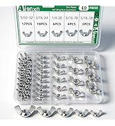 Aienxn 40PCS SAE Wing Nuts Assortment Kit, 5 Sizes- 5/32", 3/16", 1/4", 5/16", 3/8", Zinc Plated ...